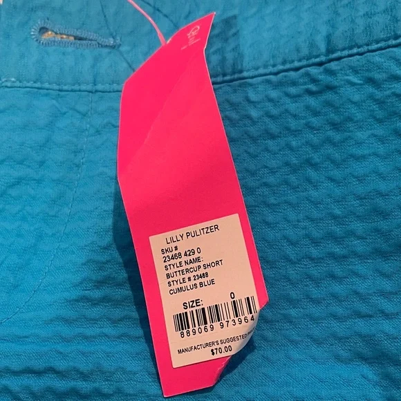 Lilly Pulitzer Vibrant Blue Scalloped High Waist Shorts - Picture 3 of 3